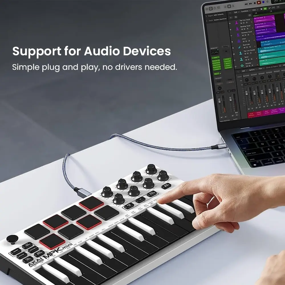 NIERBO USB B a USB C cable de impresora tipo C Cable de nailon trenzado para Yamaha Casio digital piano DJ controlador - imagen 5