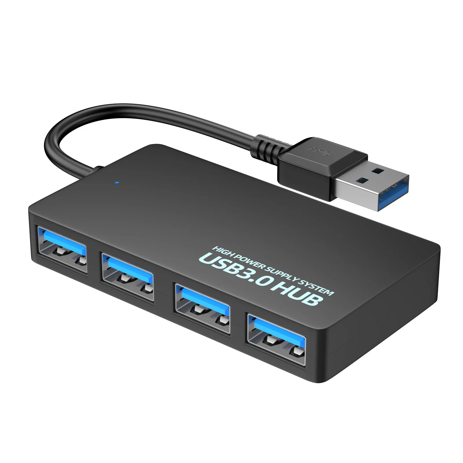 Hub USB portátil compacto 4 puertos USB 3.0 Hub Splitter Adaptador 5Gbps para Mac Laptop Notebook PC Escritorio Negro