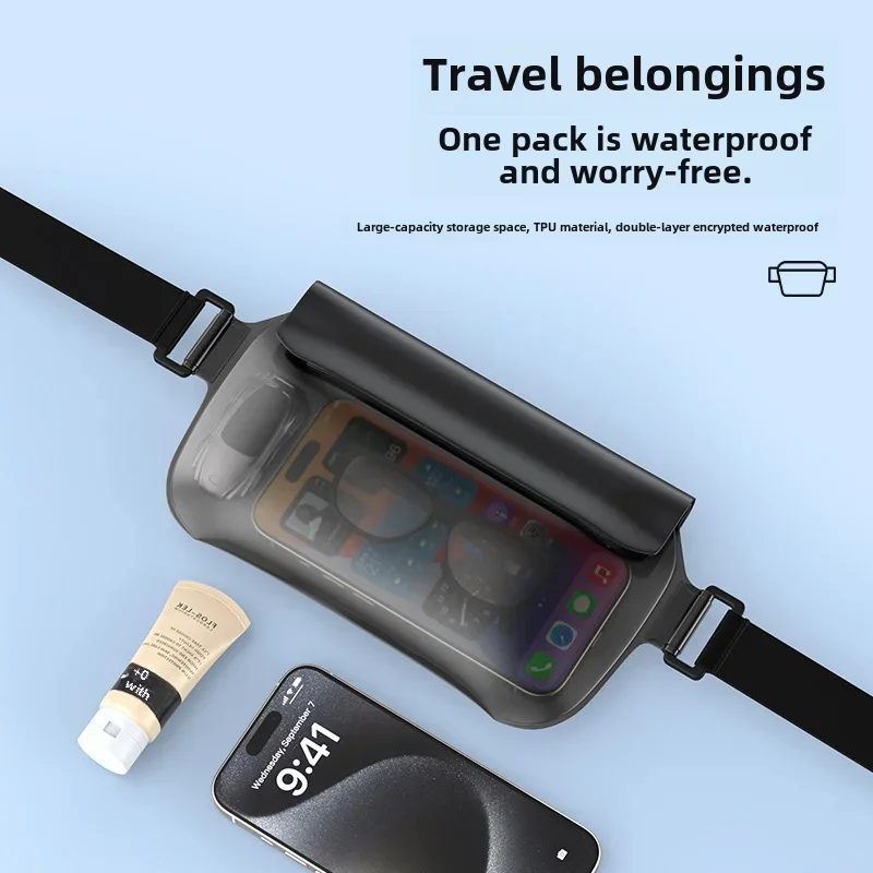 Riñonera impermeable IPX8, bolsa de natación para teléfono móvil con correa de cintura ajustable para natación en la playa, kayak flotante - imagen 4