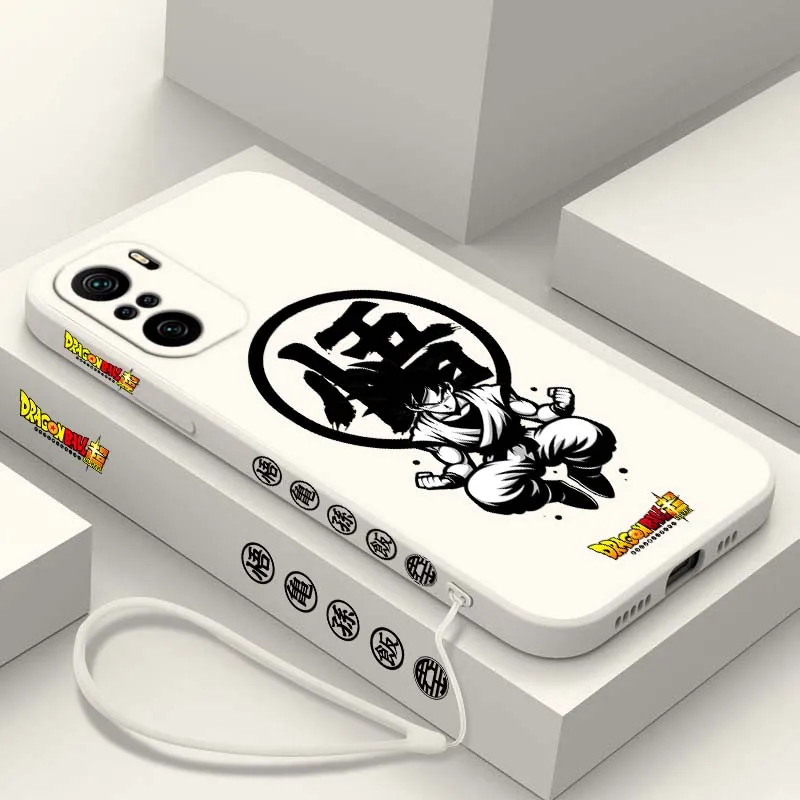 D-Dragon Ball Anime Son Goku arte para Xiaomi Redmi Note 14 13 12 11 10 9 8 Pro Plus 4G 5G cubierta de la caja del teléfono de cuerda izquierda líquida - imagen 4