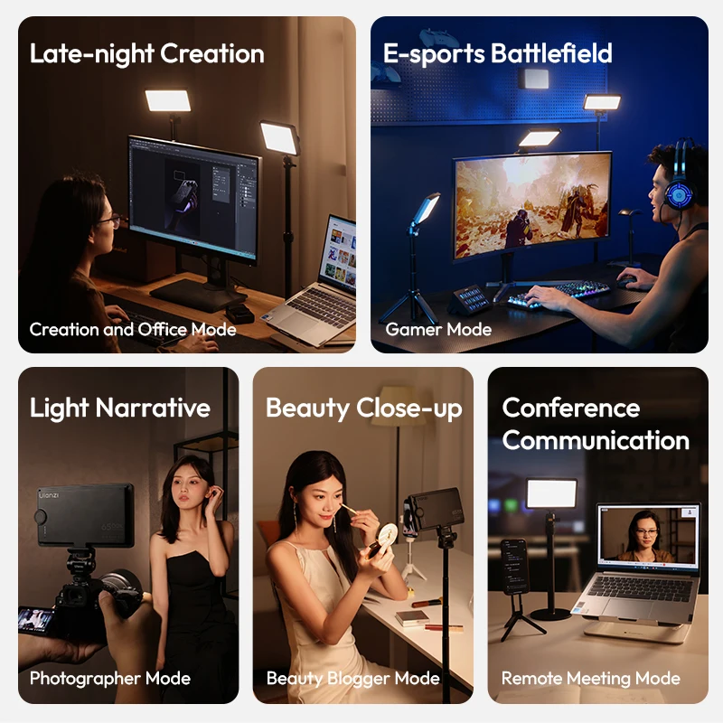 Luz de vídeo Bluetooth magnética para estudio Ulanzi K6500 con carga tipo c, traje de luz suave bicolor, Control en vivo Ulanzi D200 - imagen 5