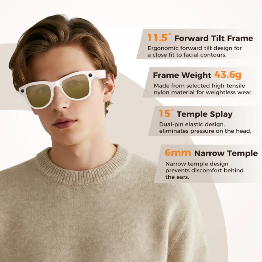 Nuevas gafas inteligentes, cámara HD 4K de píxeles de 800W, toma una foto, grabación de vídeo, traducción en tiempo Real, llamada de diente azul, reconocimiento de imagen - imagen 2