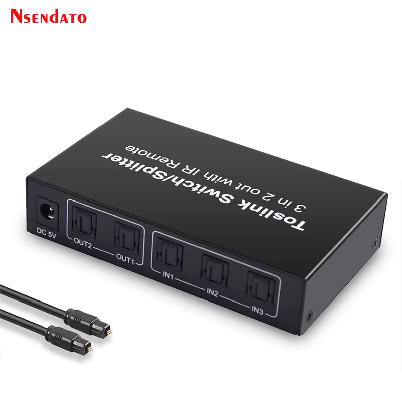 Conmutador óptico de audio SPDIF Toslink con control remoto IR - imagen 3