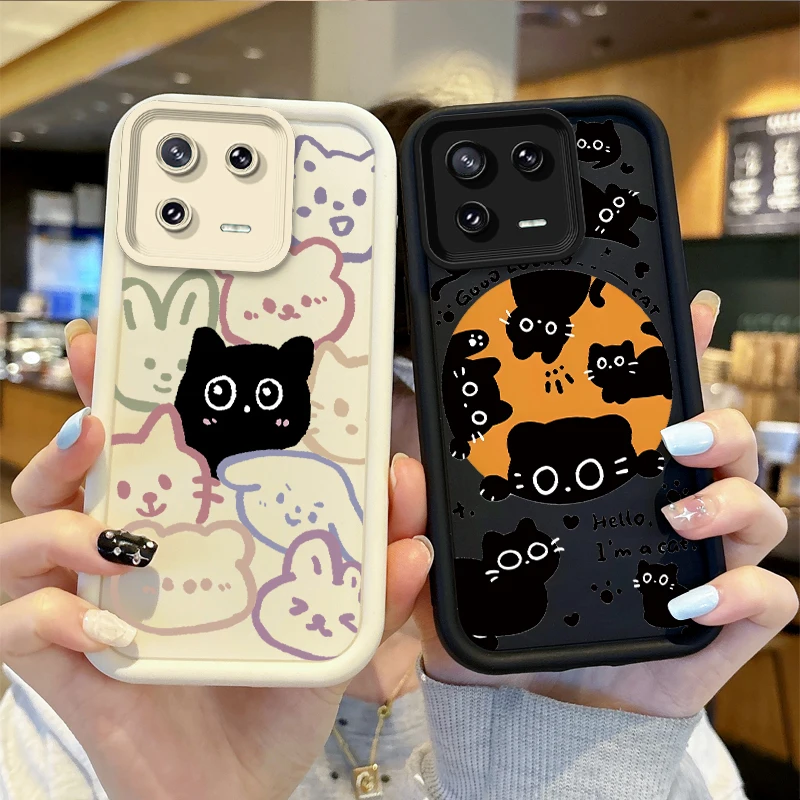 Funda de teléfono de gato negro para XIAOMI Mi 14, 13, 12, 11T Pro, 13, 12, 11 Lite, Poco F6, F5, X5, X3 Pro, NFC, nueva funda de teléfono a prueba de golpes