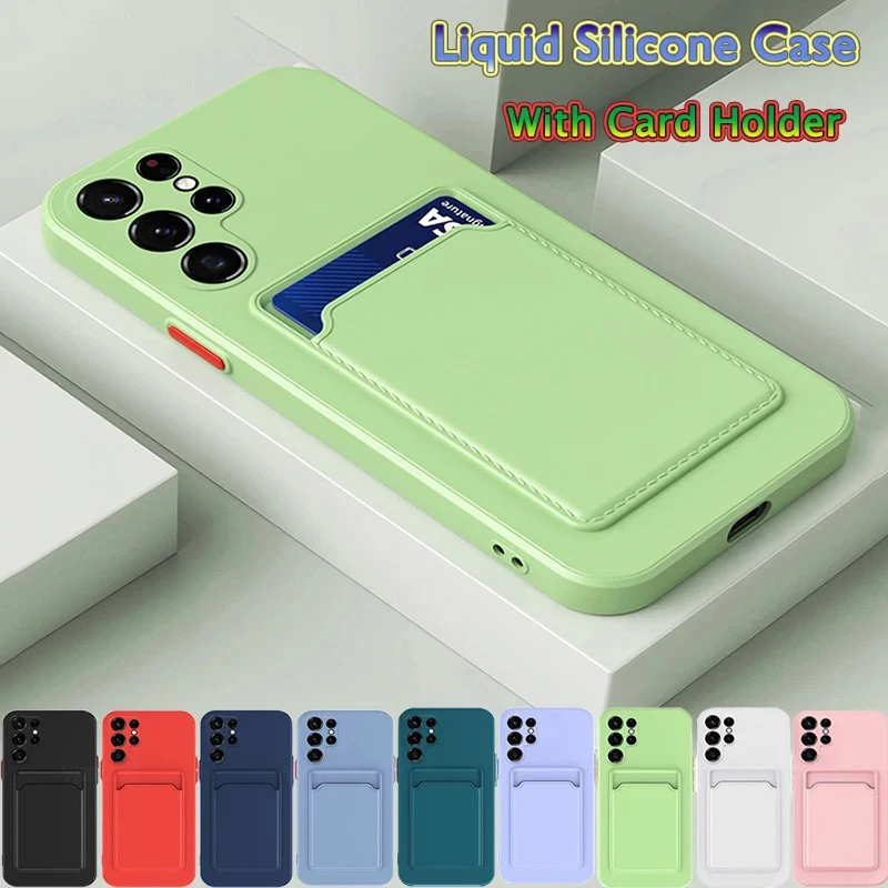 Funda de silicona con bolsillo tipo billetera con ranura para tarjetas para Samsung Galaxy S20 S21 S22 S23 S24 S25 Plus Note 20 funda de teléfono Ultra suave Silonce