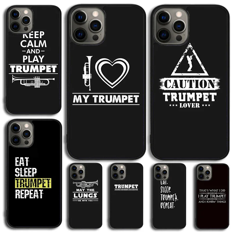 Piccolo trompeta instrumentos de latón funda de teléfono para iPhone 17 Air 11 12 13 15 16 14 Pro MAX Plus