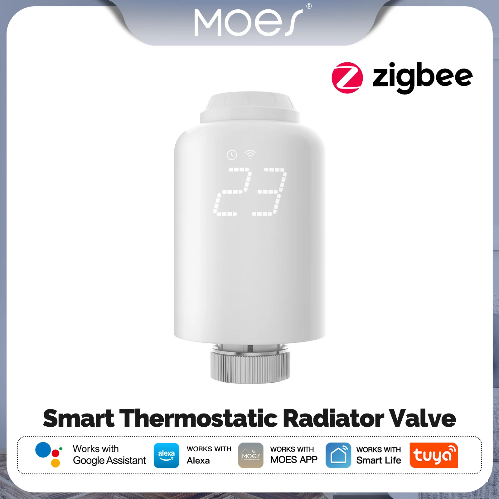 Moes Tuya ZigBee-termostato inteligente, válvula de radiador TRV, Control remoto inalámbrico, controlador de temperatura de calefacción, Control por voz Alexa