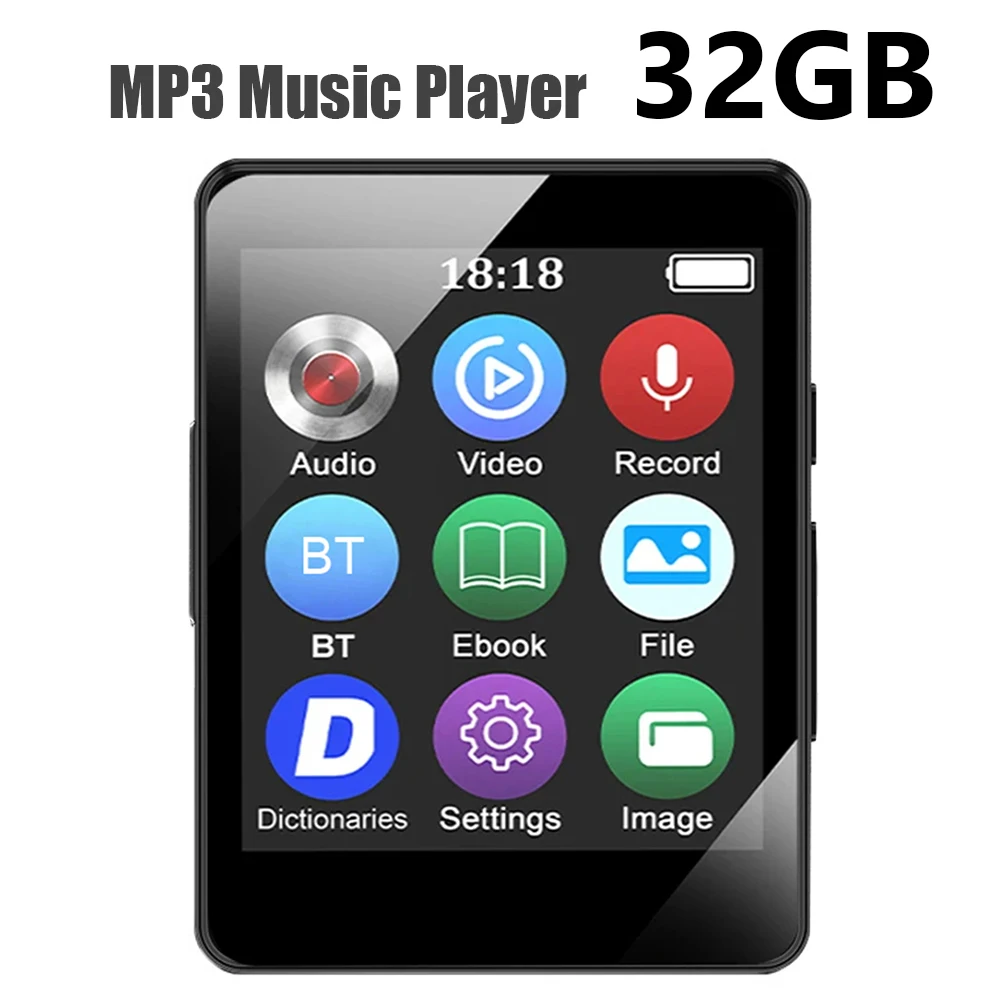 Reproductor MP3 portátil de 8/16/32/64GB, pantalla de 1,8 pulgadas, Compatible con Bluetooth 5,0, Walkman MP3 para estudiantes, regalo para niños con grabación/libro electrónico - imagen 4