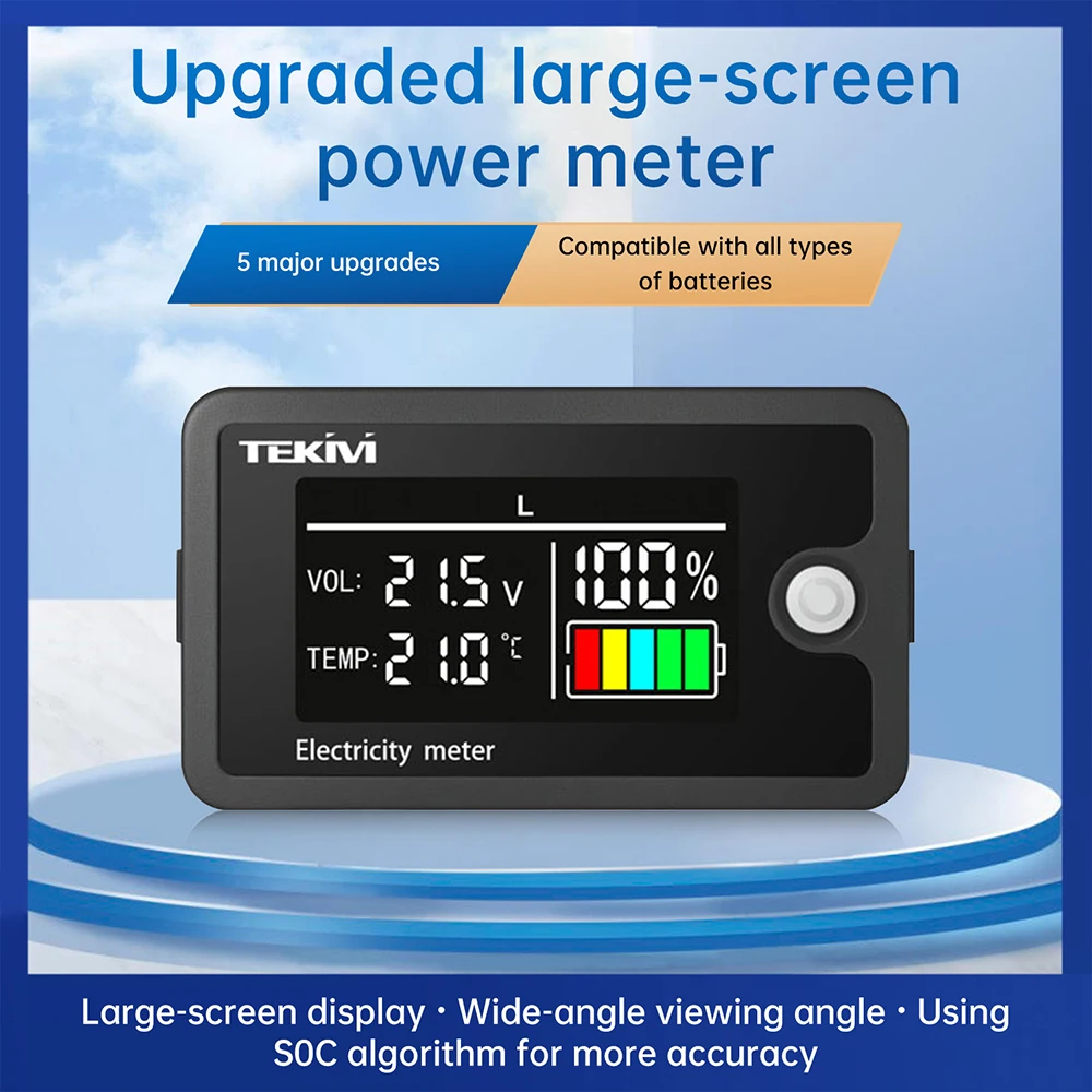 Pantalla Digital LCD de alta precisión DC 8-100V indicador de voltaje y electricidad batería ternaria/hierro de litio/ácido Universal