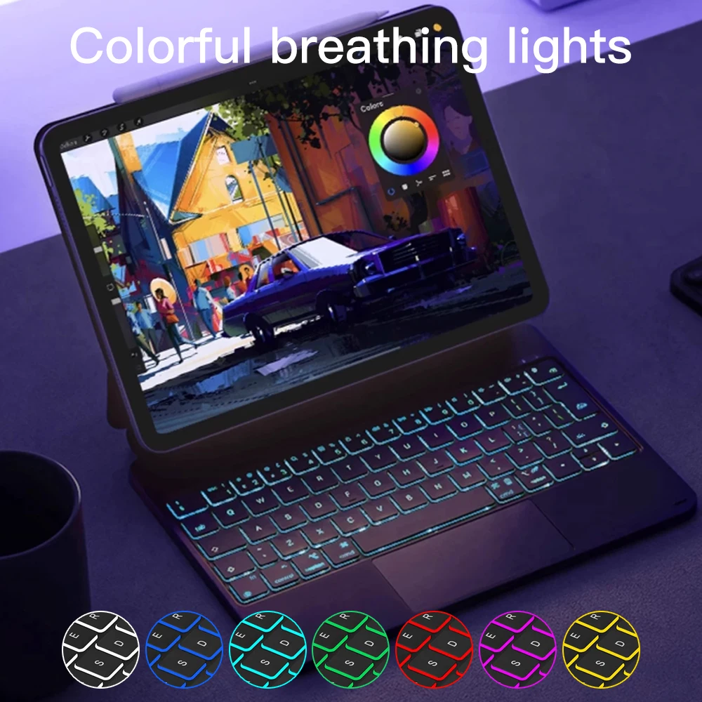 QUKAM Magic teclado inalámbrico para iPad a16 funda 2025 Air 11 13 pulgadas teclado retroiluminado para iPad Air 4 5 10,9 pulgadas Pro 11 12,9 fundas para iPad - imagen 5