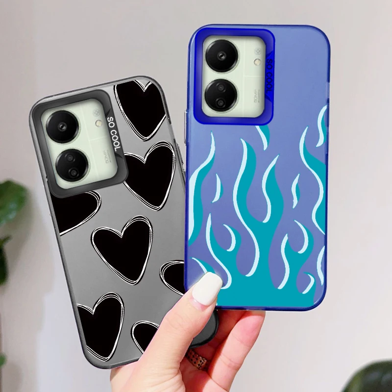 Funda de teléfono con corazón de amor para Xiaomi Poco C65, carcasa mate suave de TPU a prueba de golpes, carcasa trasera dura de PC para Poco C65 PocoC65