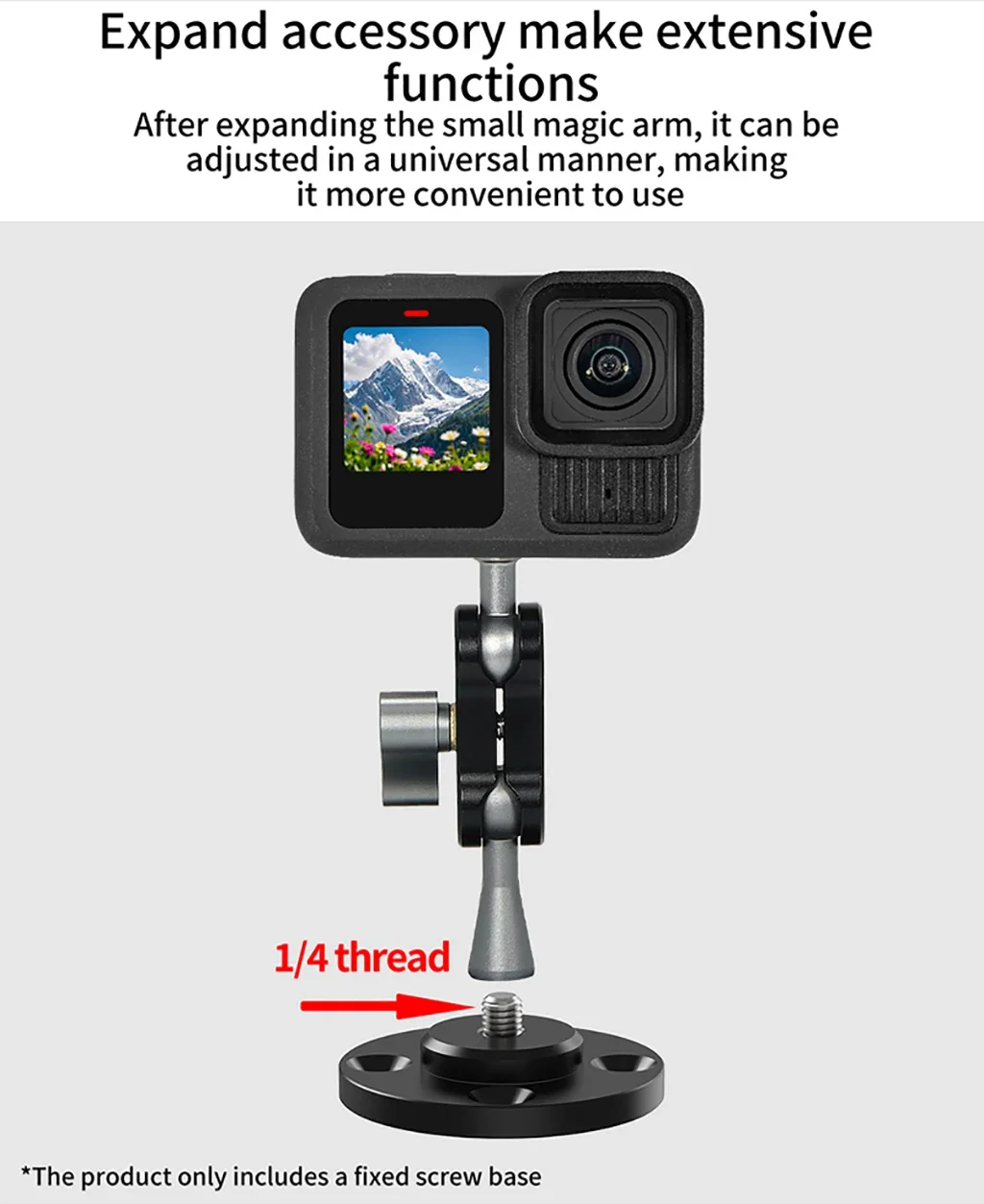 Montaje en pared 1/4 3/8 M6 agujero de tornillo Base fija adaptador de bola de aluminio para brazo mágico cámara Monitor de luz proyector soporte de trípode