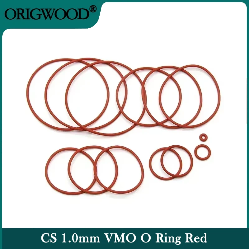 50/100 Uds VMQ junta tórica espesor CS 1mm OD 3 ~ 50mm arandela roja impermeable anillo redondo de silicona en forma de O grado alimenticio
