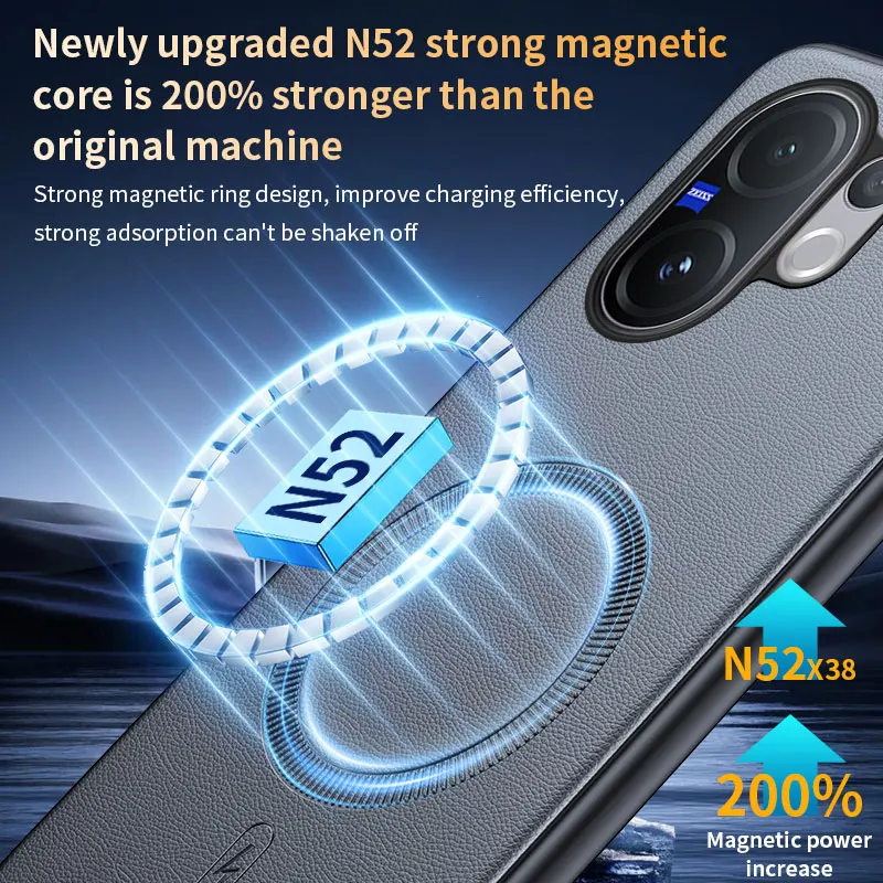 Para Vivo V60 5G funda protectora de cuero magnética para Vivo V60 5G antihuellas antideslizante PC + TPU - imagen 5