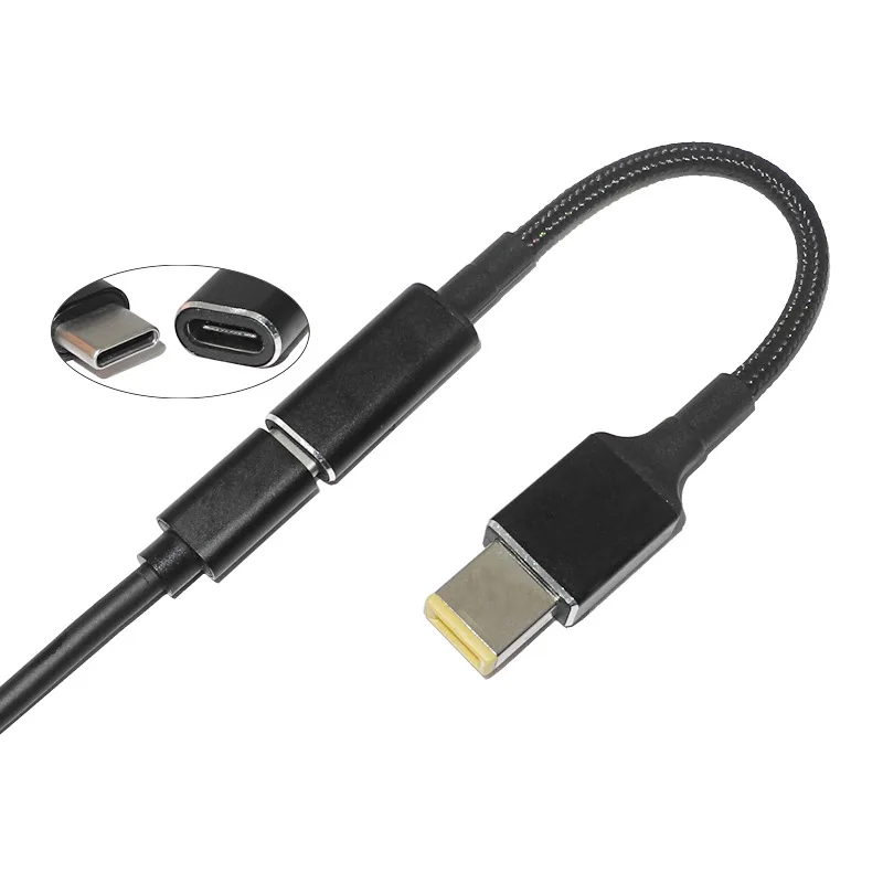 Convertidor USB tipo C hembra a enchufe cuadrado de 100W, Cable de carga rápida USB-C, conector adaptador de corriente CC para ordenador portátil para Lenovo Thinkpad - imagen 4