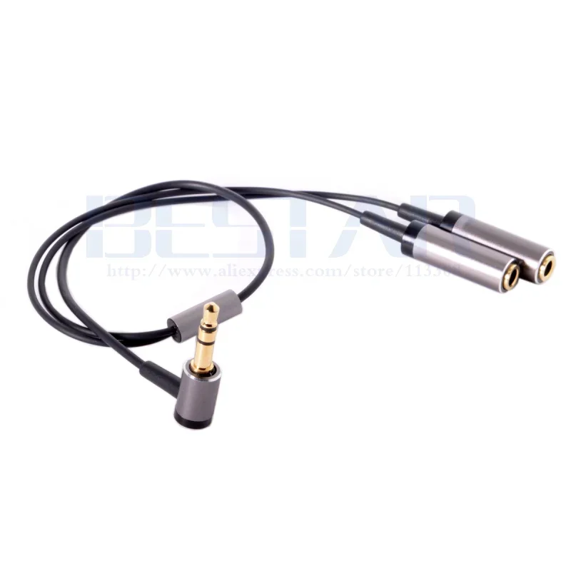 1 en 2 salidas 3,5mm codo estéreo macho a hembra auriculares Cable de Audio divisor 3,5 Mm doble adaptador Audio línea para compartir auriculares - imagen 2