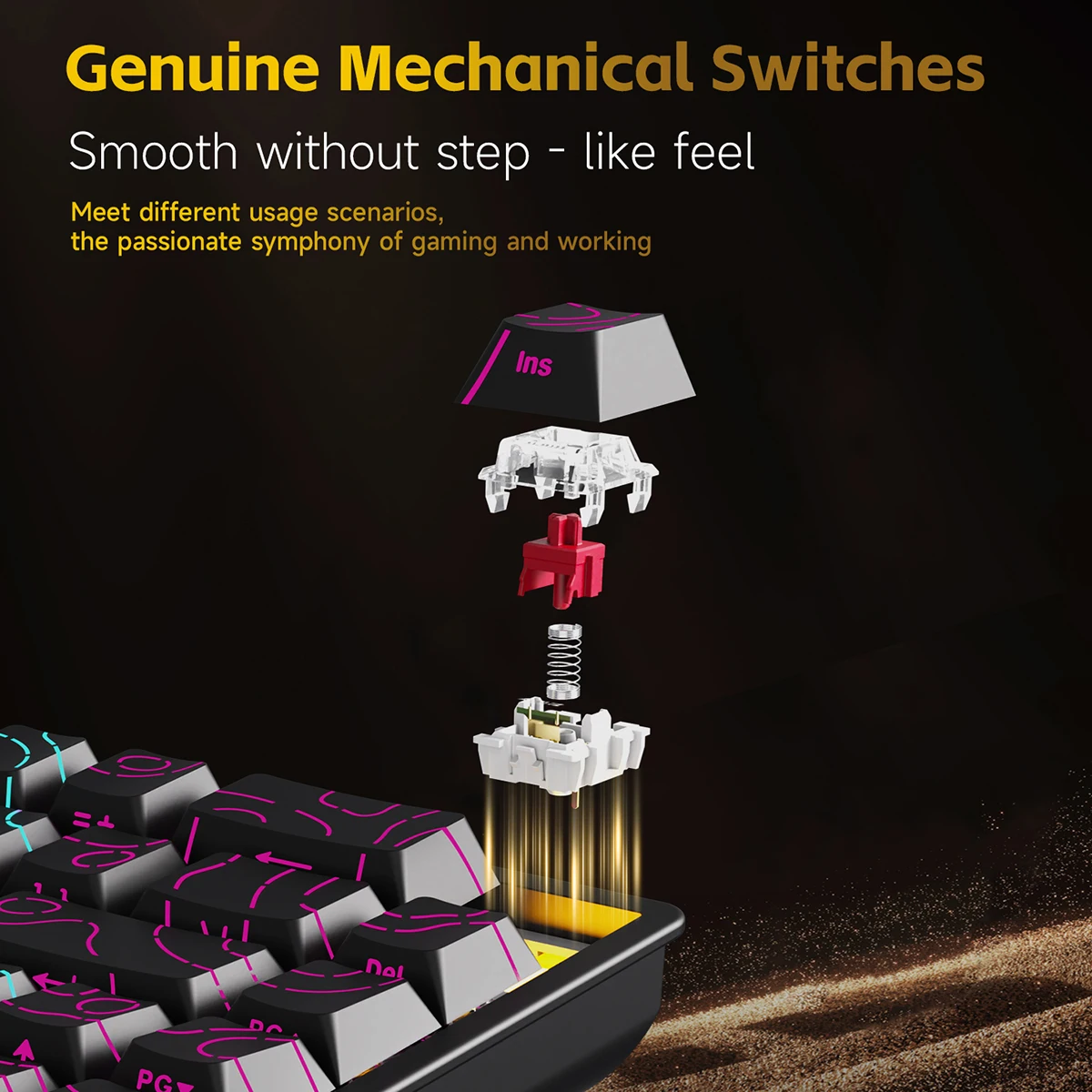 Teclado mecánico con cable AJAZZ NK68 V2, teclado ABS intercambiable en caliente con retroiluminación RGB para juegos, diseño de 68 teclas, accesorios para Pc - imagen 2