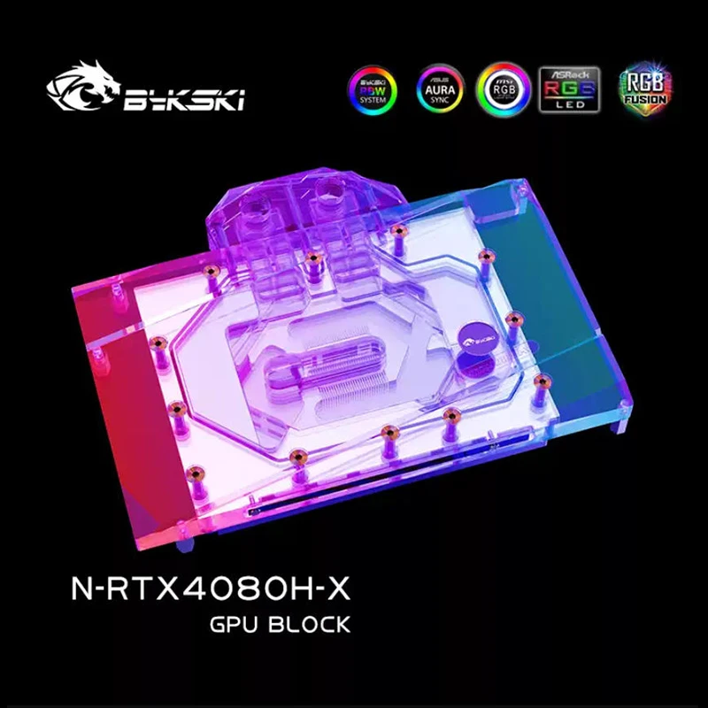 Bykski GPU bloque de agua para NVIDIA GeForce RTX 4080 edición de referencia tarjeta AIC/radiador de refrigeración de cobre RGB AURA/N-RTX4080H-X
