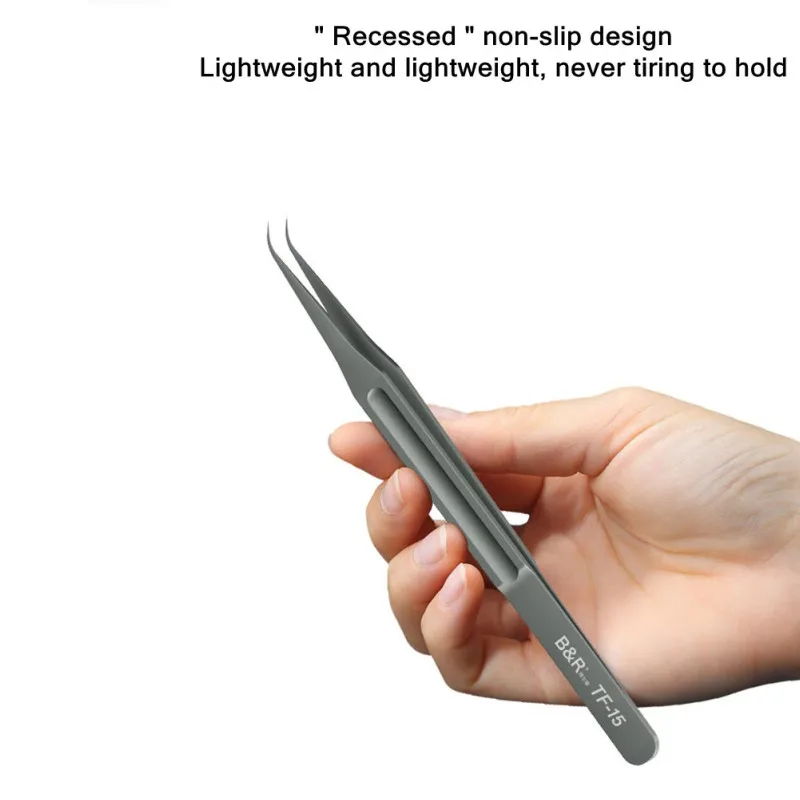 Pinzas de aleación de titanio no magnéticas B & R TF-11 TF-15, Clips de sujeción de línea de mosca de huellas dactilares, placa PCB de teléfono móvil Ultra afilados - imagen 5