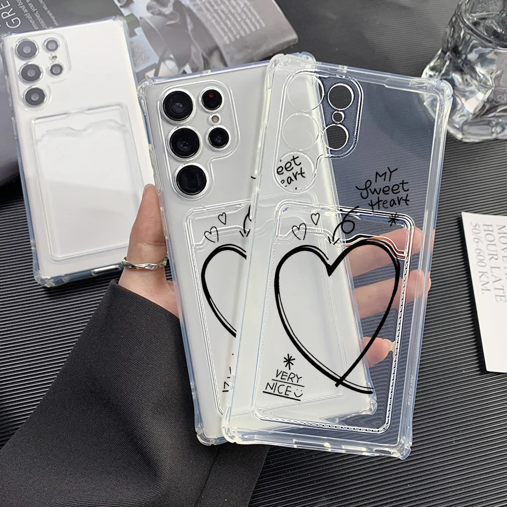 Funda con tarjetero para Samsung A55 5G A54 A15 A16 A35 A52 A53 A34 A33 A14 A13 A12 A32 A25 A24 A22 fundas suaves con forma de corazón de amor - imagen 5
