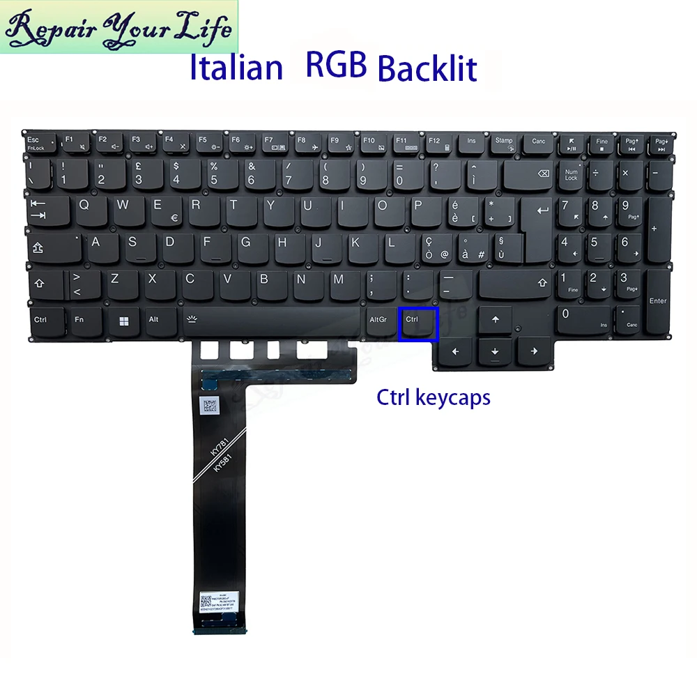 Teclado italiano ucraniano de EE. UU., retroiluminación RGB para Lenovo Legion Pro 5-16ACH6 16ITH6H 16IAH7H 16ARH7 PT5CYXBG PH5CYXBG-4T, nuevo - imagen 3