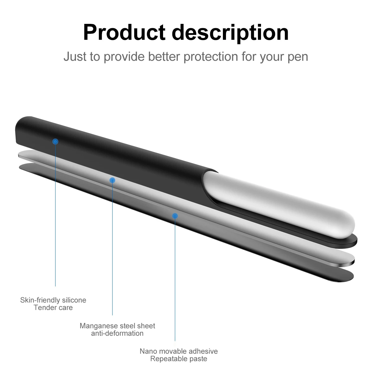 Portalápices de silicona para tableta, ranura para lápiz óptico para Apple Pencil 2 Gen, soporte con ranura para lápiz de succión suave, estuche para bolígrafo Compatible con condensador - imagen 5