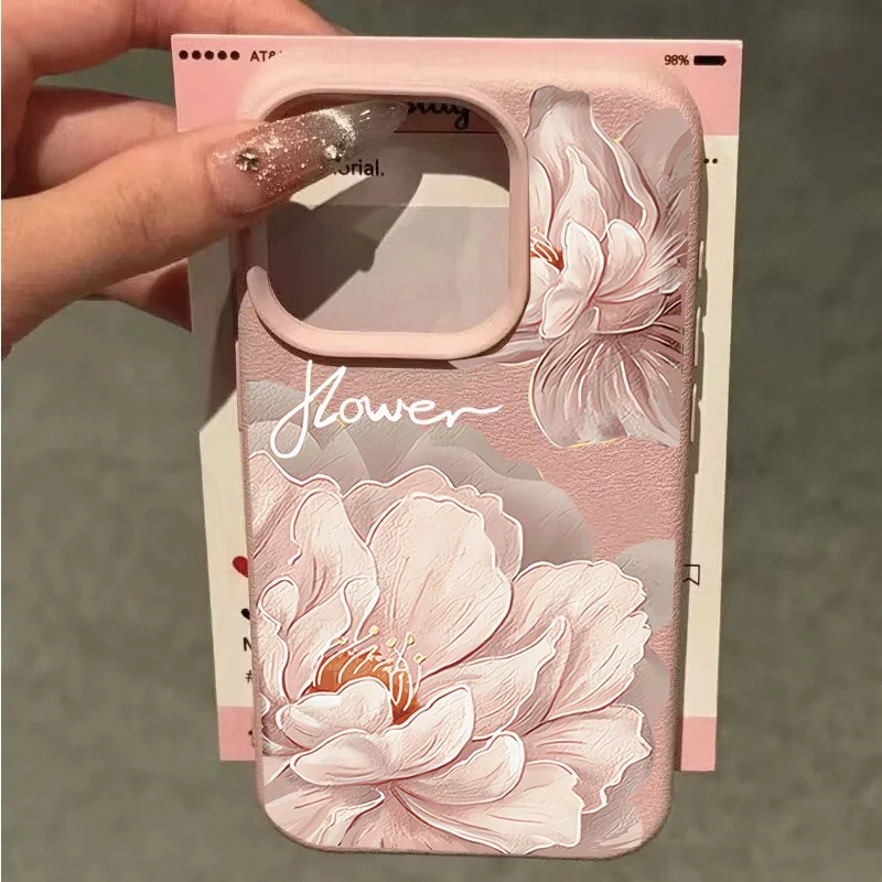 Hermosa funda con patrón de lichi de flor grande Diagonal para OPPO A38 A18 A17 A16 A15 A57 A58 A78 A79 A77 A76 A96 A52 A92 A53 A98 A78 - imagen 3
