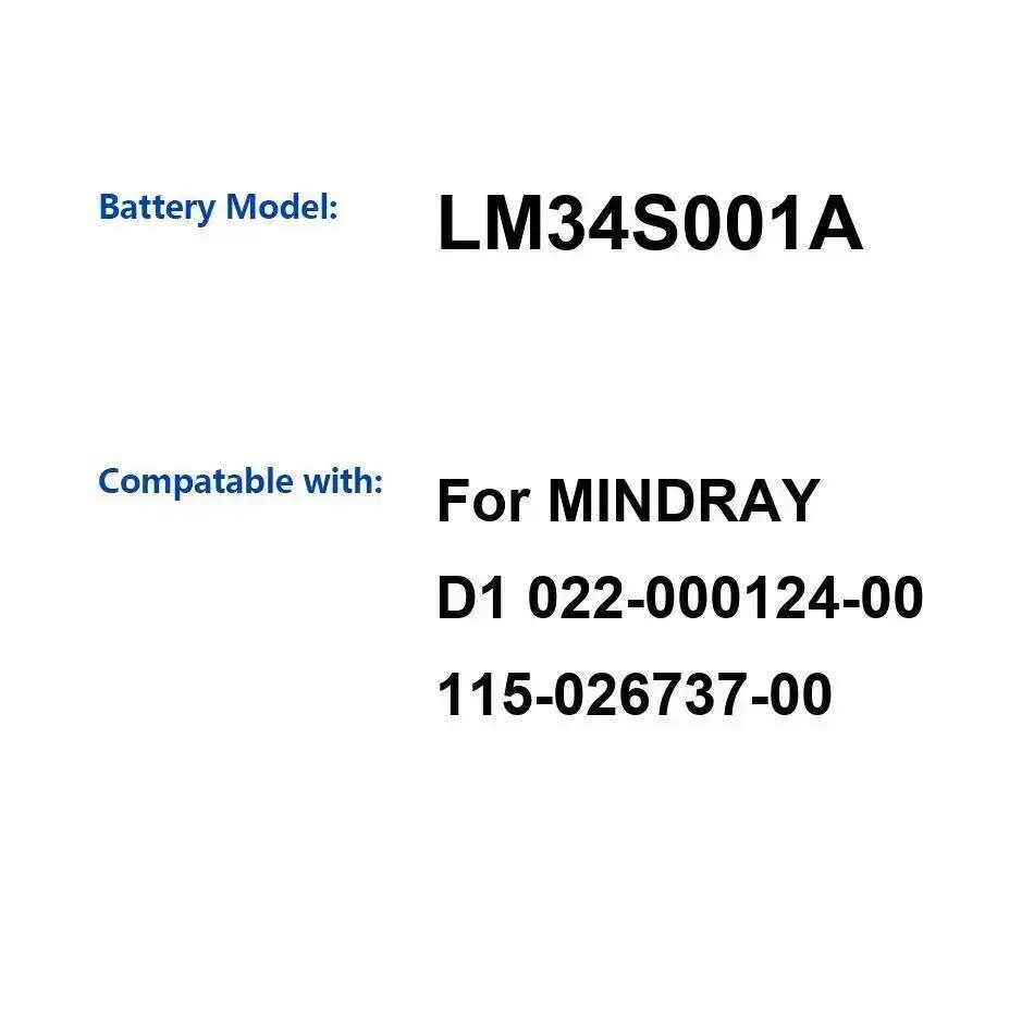 Reemplazo Premium de batería de desfibrilador LM34S001A de alta capacidad de 4200Mah para Mindray D1 022-000124-00 115-026737-00