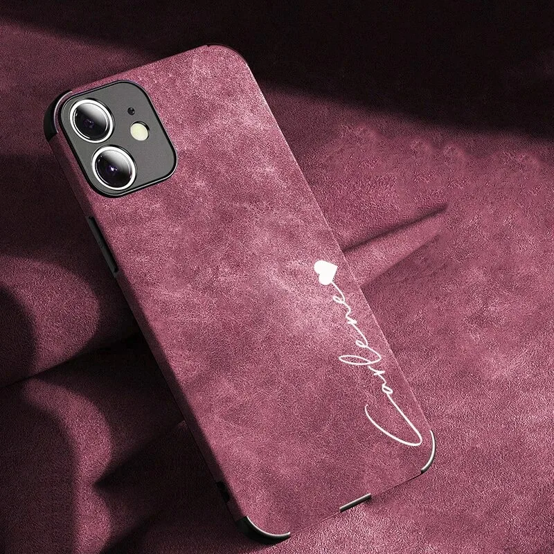 Funda de cuero de piel de lujo con nombre personalizado para iPhone 15 16 Pro Max 14 13 12, funda personalizada DIY suave a prueba de golpes 11 Pro Max - imagen 5