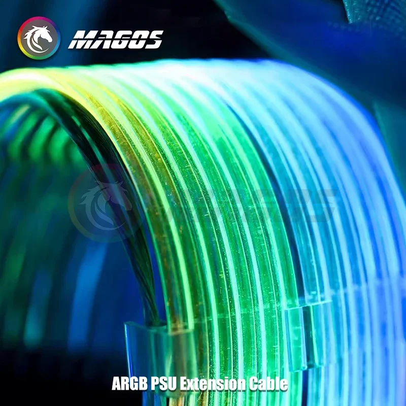 Cable RGB de extensión de fuente de alimentación de computadora, ATX 24 pines + GPU PCI-E 8 pinesX2, adaptador de transferencia de Streamer ARGB de línea de color neón, sincronización M/B 5V 3 pines - imagen 3