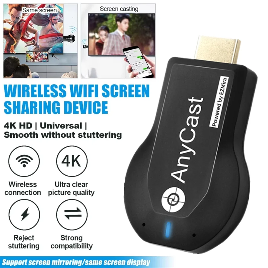WvvMvv 4K 1080P M2 Plus pantalla WiFi inalámbrica Compatible con HDMI receptor Dongle de TV para DLNA Airplay Miracast para AnyCast para IOS