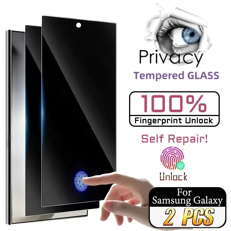 Protector de pantalla de privacidad de cubierta completa, 2 uds., para Galaxy S25 S24 Ultra S24 S25 S23 S22 S21 Plus FE S25 Edge, vidrio templado de privacidad - imagen 3