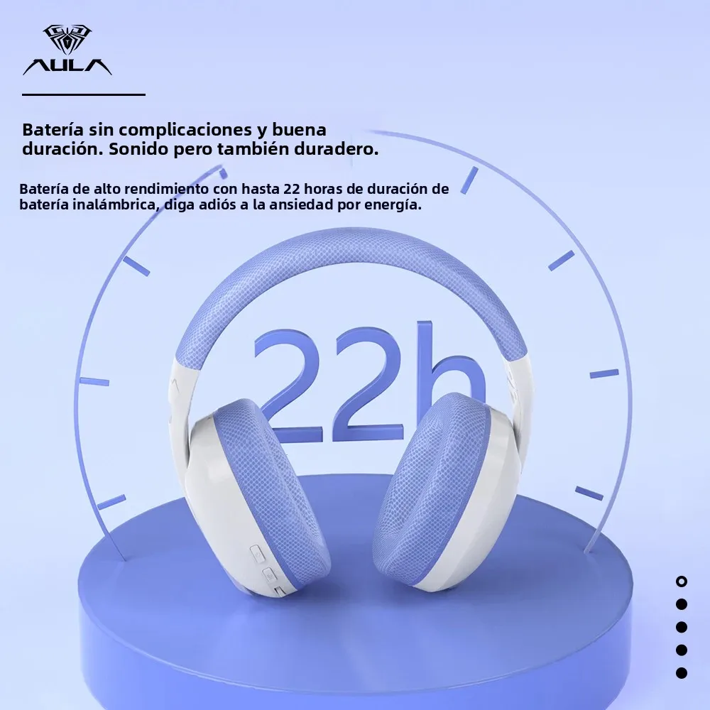 AULA S6 Auriculares inalámbricos para juegos Auriculares BT ligeros y personalizados de tres modos montados en la cabeza con micrófono para computadora portátil de escritorio - imagen 2