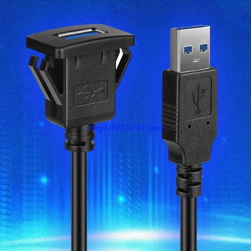 Cable empotrado montaje en coche USB3.0 cuadrado impermeable P9FA para ampliar las entradas del salpicadero del coche - imagen 2