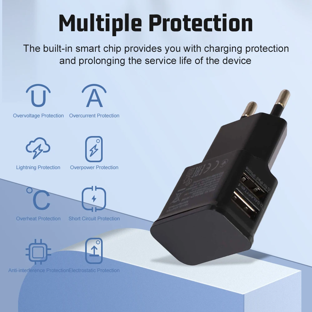 Adaptador de CA Universal, fuente de alimentación de 5V voltios, cargador USB, convertidor de 5V 2A, adaptador de corriente AC a DC 220V a 5V, convertidor de cargador de teléfono - imagen 2