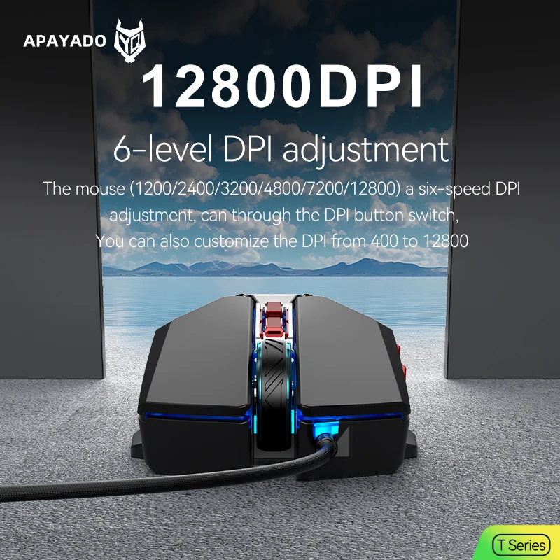 Ratón para juegos APAYADO T4 con cable ultraligero, 600IPS, RGB con cable, 1000HZ,12800DPI para ordenador portátil/computadora - imagen 5