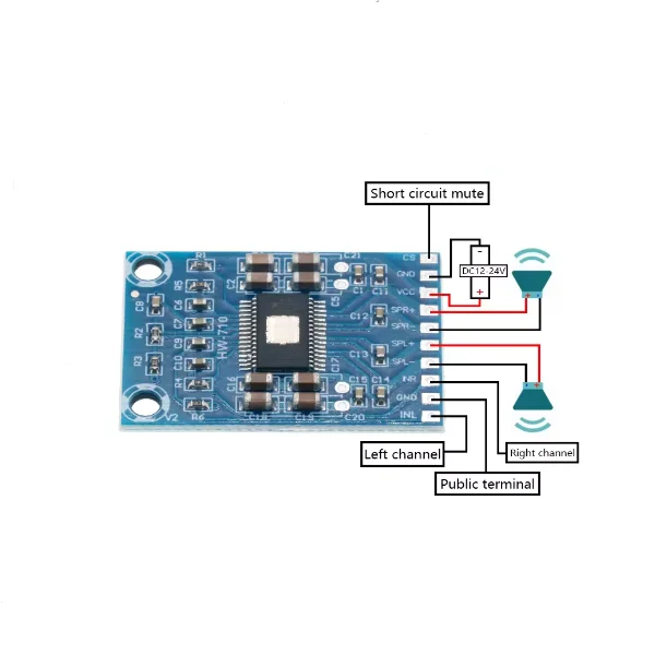 XH-M562 TPA3116D2 Mini placa amplificadora de Audio Digital módulo de placa amplificadora Clase D 2X50W DC12V-24V - imagen 4