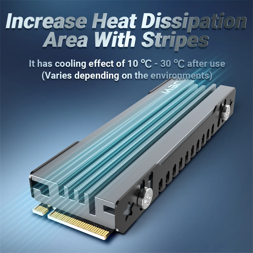 JEYI-disipador de calor M.2 SSD, radiador de refrigeración de SSD 2280 NVME NGFF, Enfriador de aluminio completo con almohadilla de silicona térmica para placa base/PS5 - imagen 3