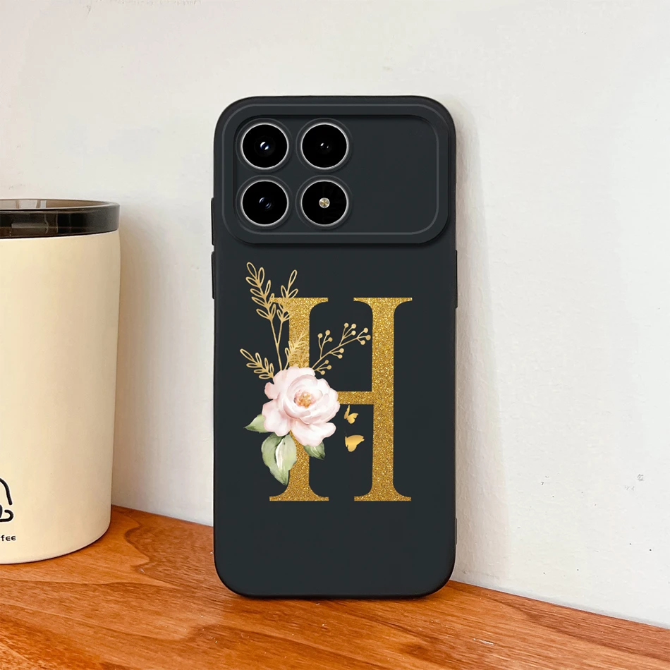 Para Poco F8 Pro funda para Poco F8 Ultra elegante funda de teléfono con letras suave duradera silicona líquida a prueba de golpes fundas protectoras traseras - imagen 2