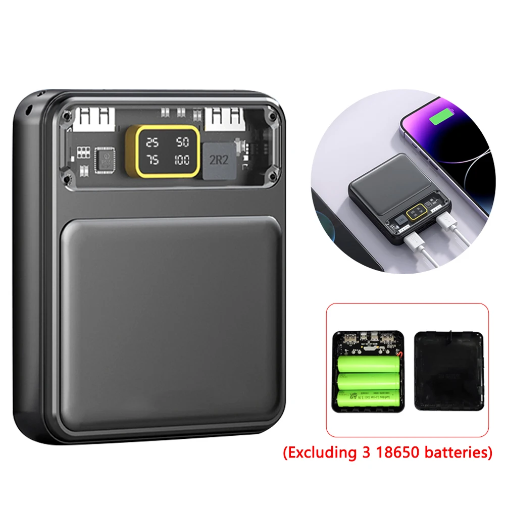 DIY 3*18650 caja del banco de energía caja de almacenamiento de carga de batería Shell Micro USB tipo C caja de batería del banco de energía para cargar teléfonos móviles - imagen 2