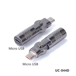 Adaptador USB-C a Micro USB y Lightning giratorio en ángulo recto