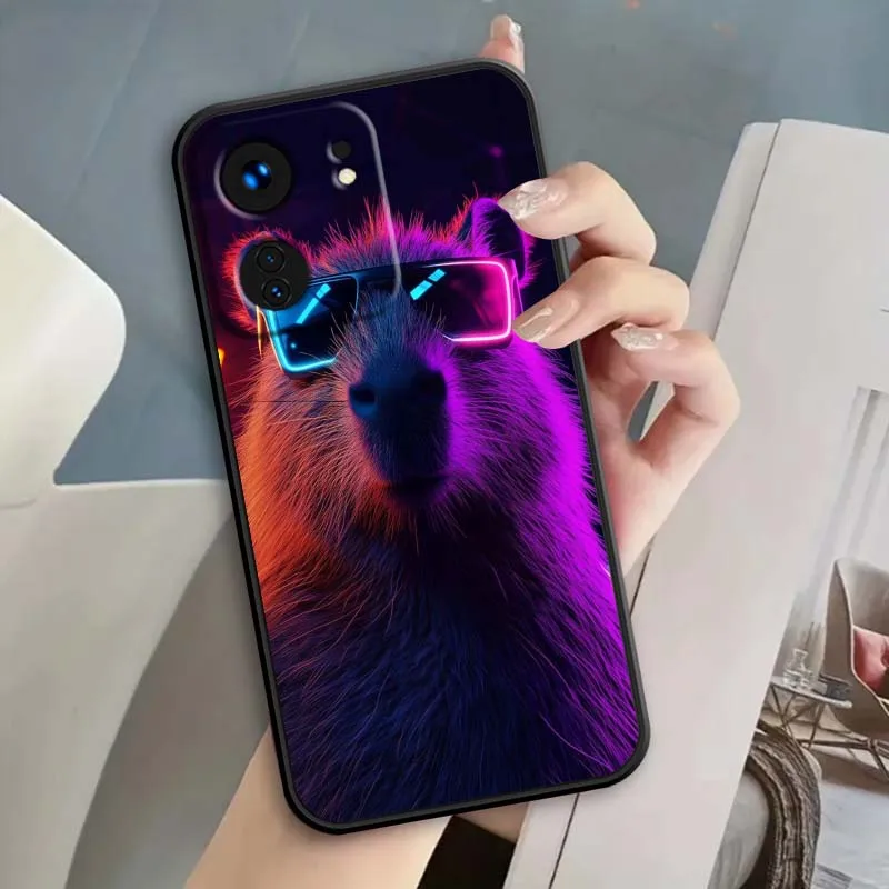 Lindo capibara arte Popular para Xiaomi Redmi 12 13C 12C 13 10C 9T A2 9A 9C 7A Note 10S 8T 10 9 8 Pro 4G 5G funda de teléfono negra - imagen 2