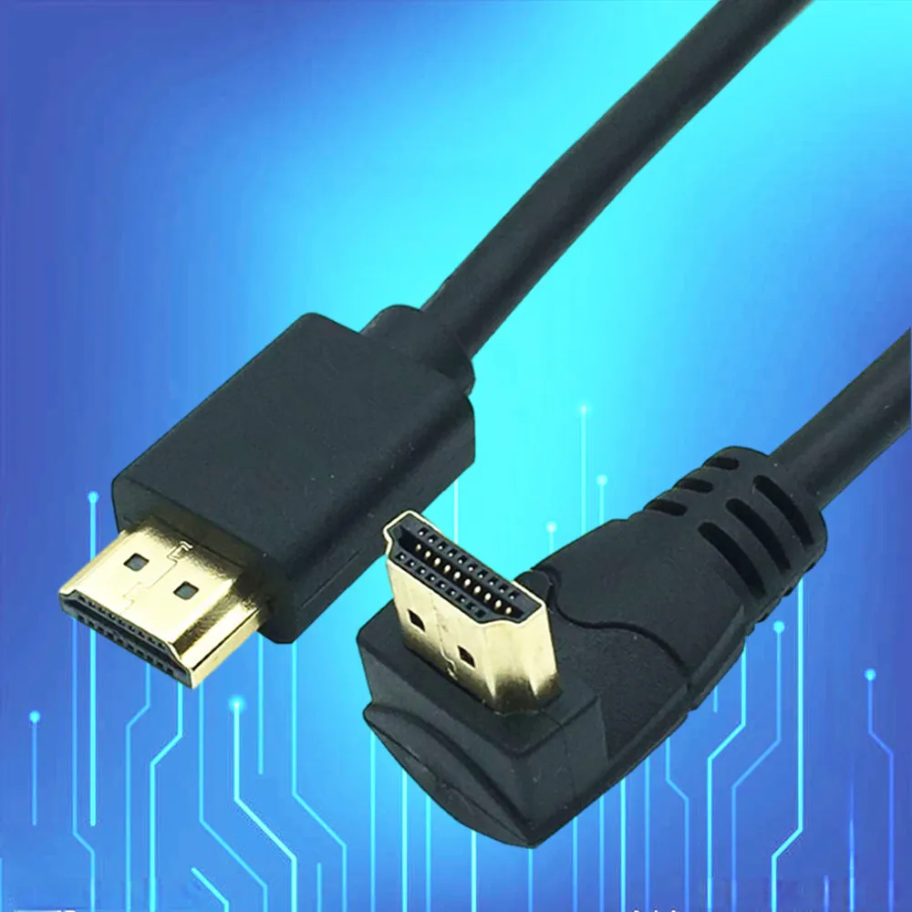 4K * 2K 60HZ 2.0 HDTV abajo, arriba, izquierda y derecha en ángulo 90 grados macho HD Cable de extensión HDTV 2,0 Cable de ángulo