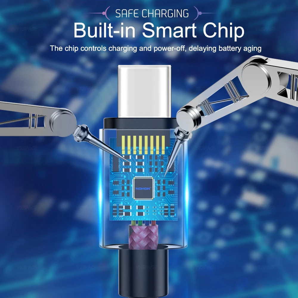 Cable USB tipo C de carga rápida para teléfono móvil, Cable de datos de tela trenzada 2A para Samsung, Huawei, Xiaomi, honor, Oneplus, Android, 1M, 2M, 3M - imagen 5