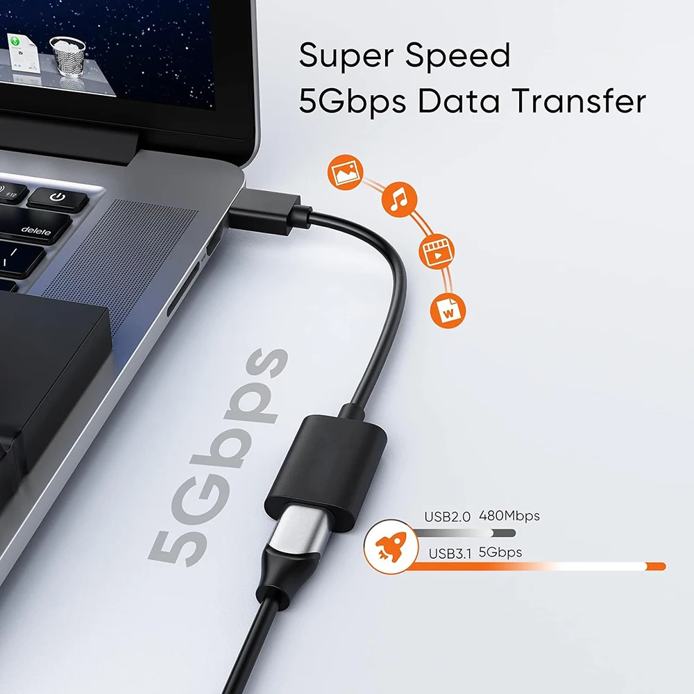 Adaptador de cable USB‐A macho a USB-C hembra 5Gbps Tipo A USB 3.0 macho a USB 3.1 Tipo C hembra Adaptador Convertidor USB A a C hembra - imagen 2