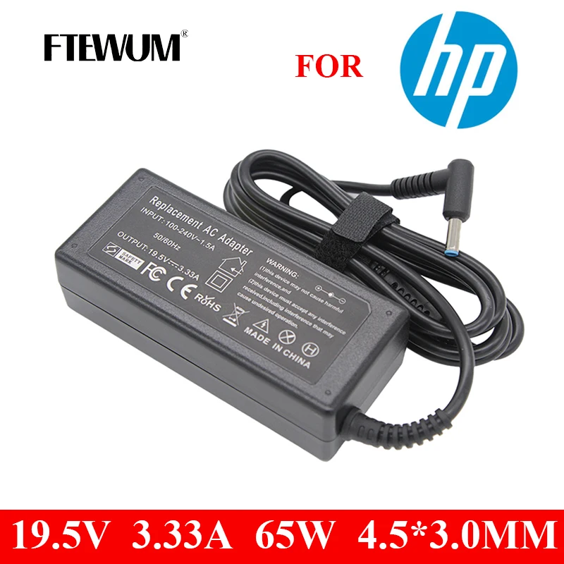 FTEWUM-adaptador para portátil HP Pavilion 15 PPP009C 15-J009WM Envy 17 6 14 para HP 14 G3 G4 chromebook 19,5, 4,5 V, 3.33A, 65W, 3,0x246mm - imagen 2