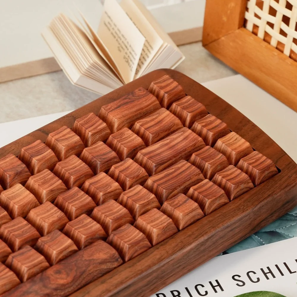 Llavero de teclado translúcido grabado lateral PBT 130 con tapa de grano de madera Compatible con teclados mecánicos 60/64/84/98/108 - imagen 3