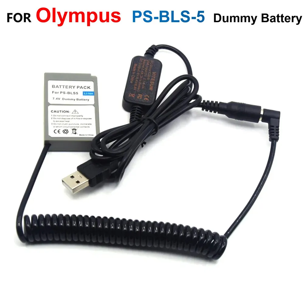 Batería simulada de PS-BLS5, acoplador de CC con cabezal macho y Cable USB para Olympus BLS-5, bolígrafo de OM-D, E-M10, E-PM2, E-PL2, E-PL5 - imagen 2