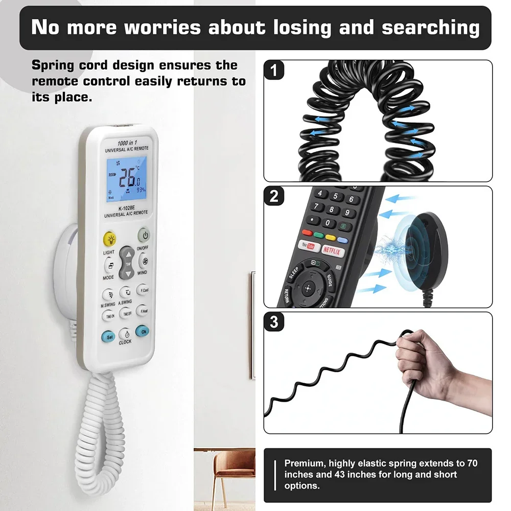 1/2 Uds. Previene la pérdida de bloqueo de Cable retráctil 1,1 m/1,8 m soporte de exhibición de alambre de resorte correa elástica de sujeción de Control remoto previene la pérdida - imagen 3