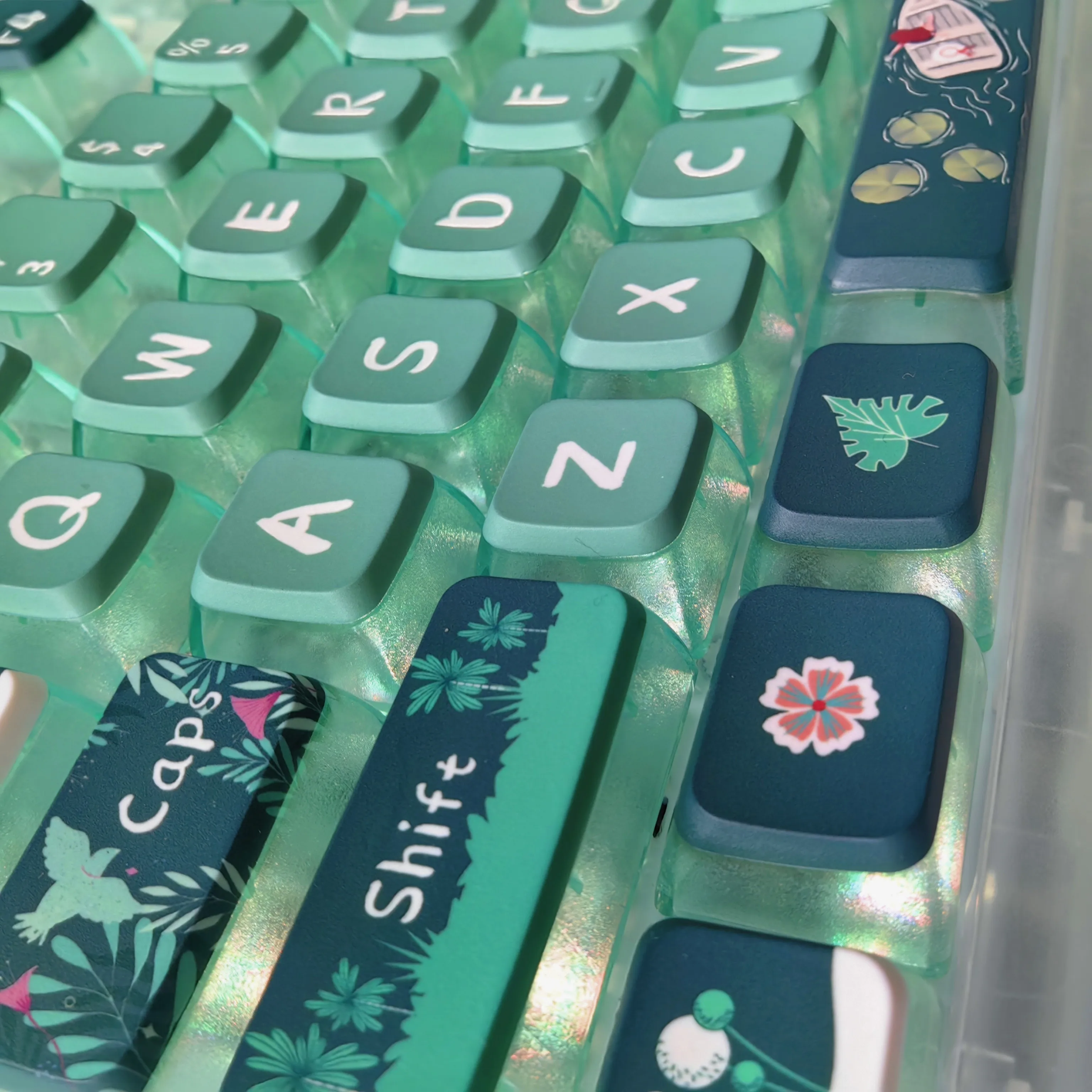 Teclas de pudín con tema de jungla, perfil ASA PBT + tapa de teclado mecánico translúcido, teclas de bosque verde oscuro para Aula F75/F87/F79 - imagen 4